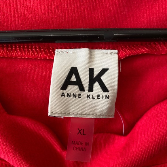 Anne Klein Red Cotton Scallop Neck Short Sleeve Shirt NWT XL - Picture 2 of 8